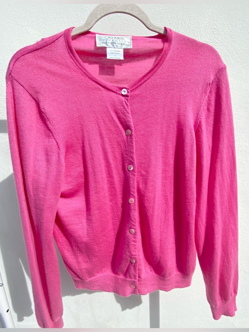 Saks Fifth Avenue 100% Cashmere Pink Cardigan Size Large